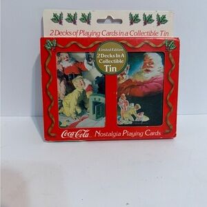 Vtg Coca-Cola Nostalgia Playing Cards in Red Tin, Cards Still In Sealed Packs